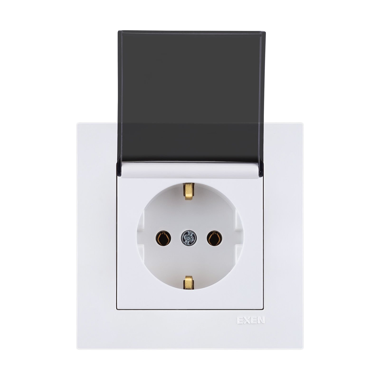 Exen Karell Beyaz Kapakli Toprakli Priz Komple Takim