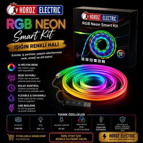 Horoz 081-032-0001-010 Capital-5 5M Rgb 220V/5V 5Mm Serit Led