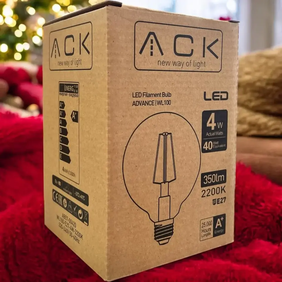 ACK 4W 220-240V E27 2200K G100 Led Rustık Ampul AB57-00420