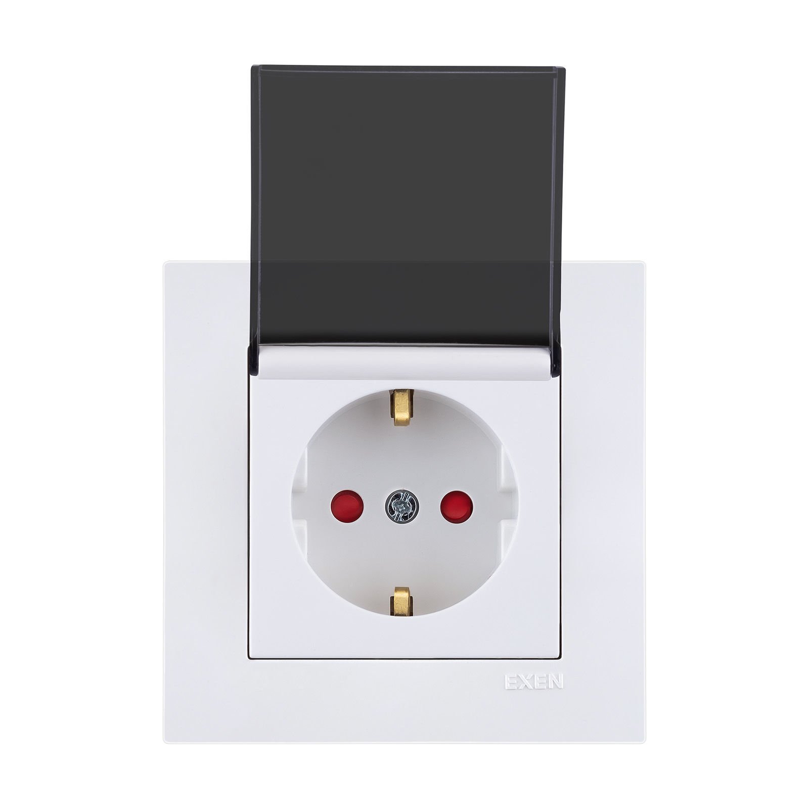 Exen Karell Beyaz Kapakli Çocuk Korumali Toprakli Priz Komple Takim