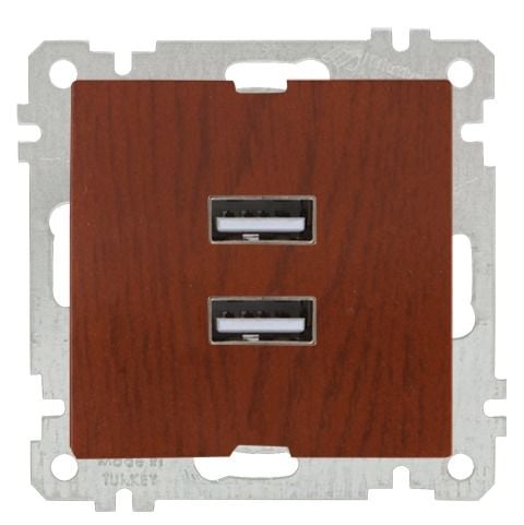 Mutlusan Mek+Tuş İkili Usb Şarj Prizi Kiraz - 2100 449 0156