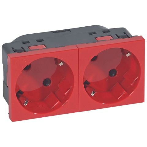 Legrand  İkili Top. Priz, 45°, Otomatik, 16A, 250V~, 4M, Kırmızı LEG-077272