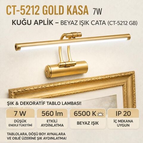 CATA Kugu Gold Banyo Aplik Beyaz Isik CT-5212GB