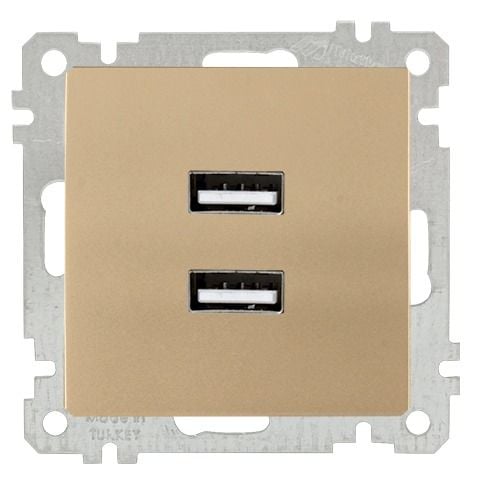 Mutlusan Mek+Tuş İkili Usb Şarj Prizi Antik Altın - 2100 449 0180