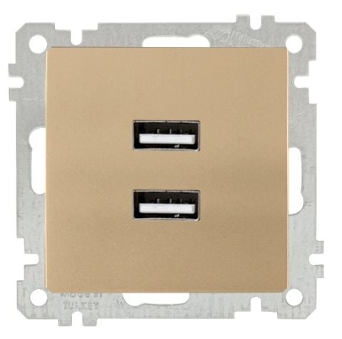 Mutlusan Mek+Tuş İkili Usb Şarj Prizi Antik Altın - 2100 449 0180