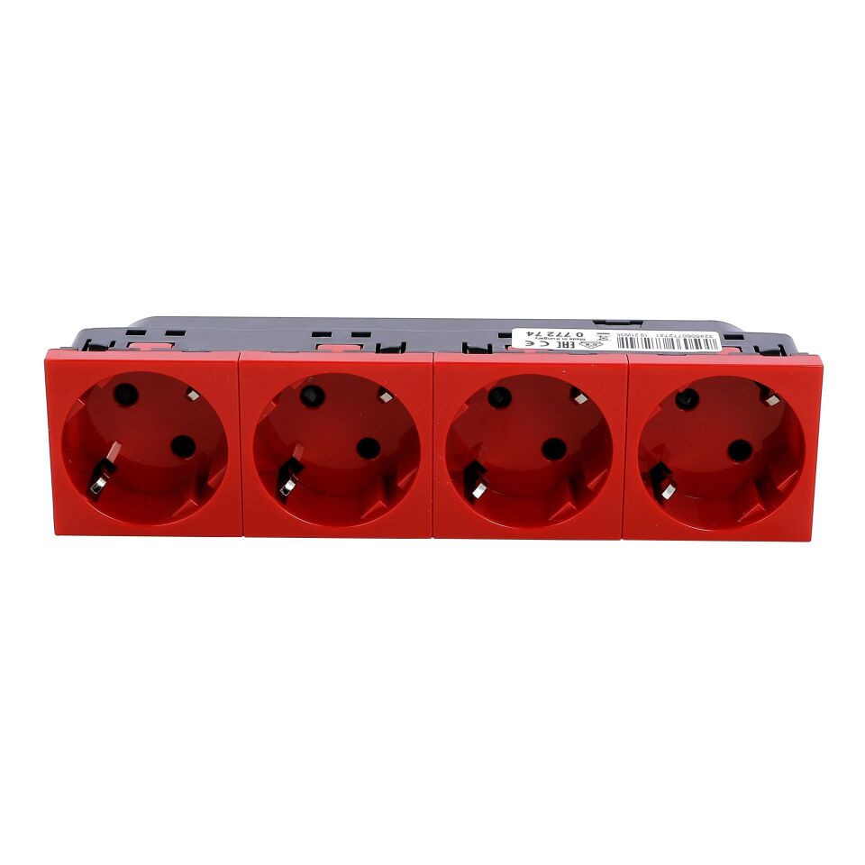 Legrand  Dörtlü Top. Priz, 45°, Otomatik, 16A, 250V~, 8M, Kırmızı LEG-077274