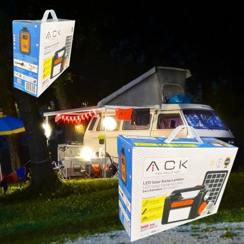 ACK Güneş Panelli Işıldak 1W 1-2Mikro Usb+C Tipi Kablolu AC01-00830