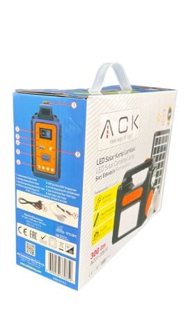 ACK Güneş Panelli Işıldak 1W 1-2Mikro Usb+C Tipi Kablolu AC01-00830