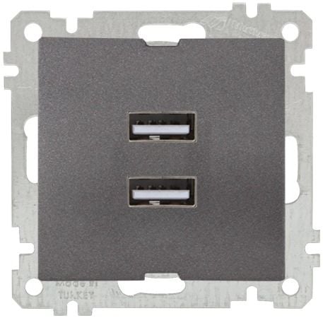 Mutlusan Mek Tuş İkili Usb Şarj Prizi Füme - 2100 449 0195