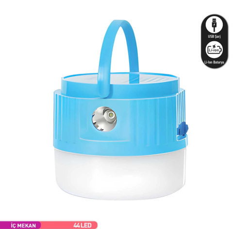 ACK Şarjlı Dokunmatik 2 Kademeli Blue Gövde Fenerli Led Lamba 7500K 8W Ip20 AC04-00130