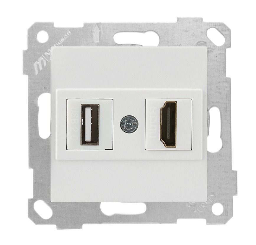 Mutlusan Rita Mek Tuş Data Prizi 1*Usb/1*Hdmı Beyaz - 2200 459 0101