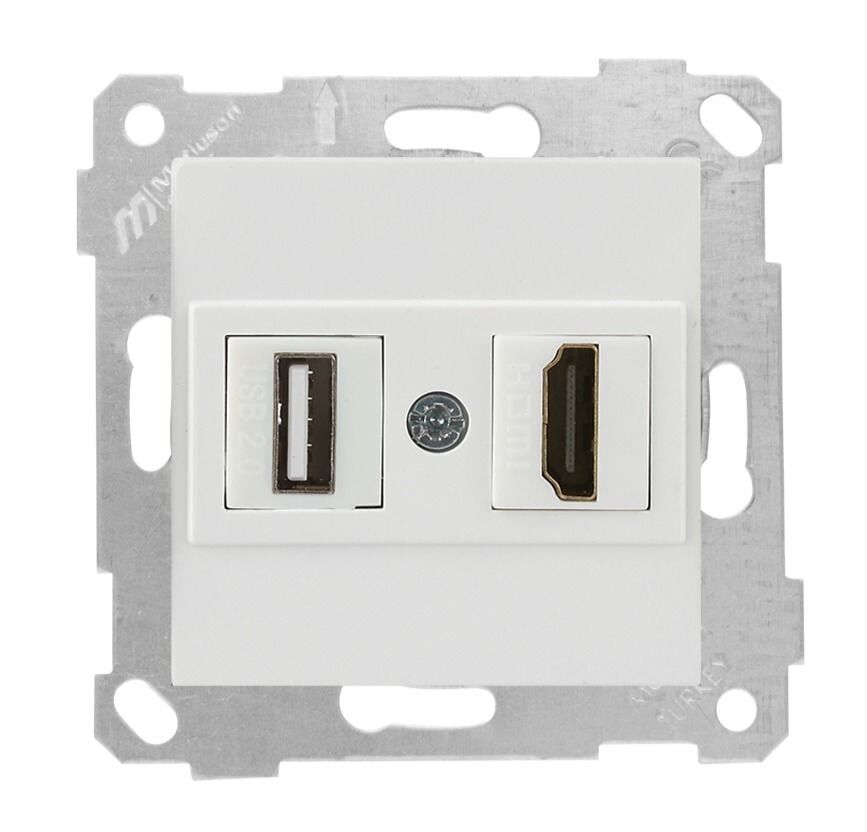 Mutlusan Rita Mek Tuş Data Prizi 1*Usb/1*Hdmı Beyaz - 2200 459 0101