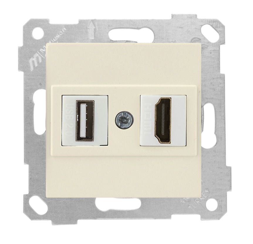 Mutlusan Rita Mek Tuş Data Prizi 1*Usb/1*Hdmı Krem - 2200 459 0102
