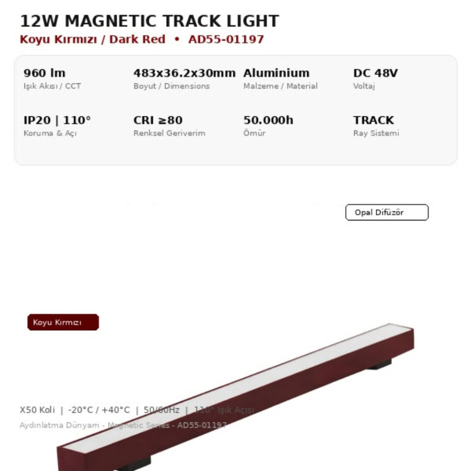 ACK Kumas Magnet Armatürü Linear DC48V 12W Cct L960 Mm AD55-01197