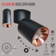 Cata Datça Cob Led Siyah Platin Armatür CT-5335