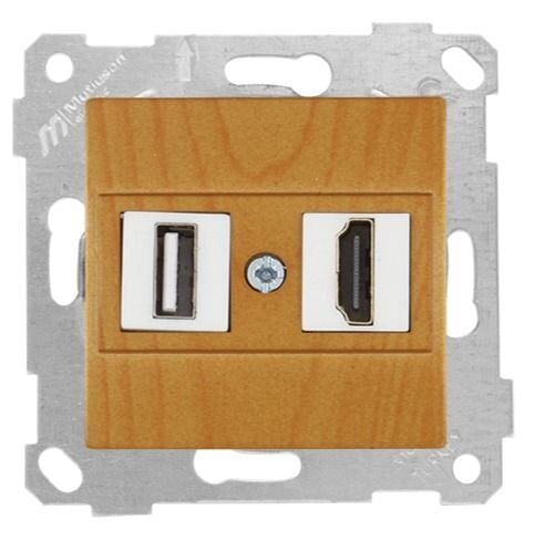 Mutlusan Rita Mek Tuş Data Prizi 1*Usb/1*Hdmı Meşe - 2200 459 0158