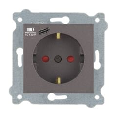 Exen Mocha Modül+Kapak  Toprakli Priz + Type-C