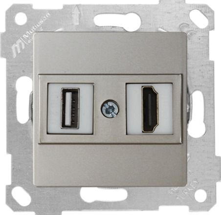 Mutlusan Rita Mek Tuş Data Prizi 1*Usb/1*Hdmı Titanyum - 2200 459 0183