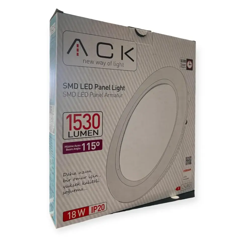ACK 18W Beyaz 6500K Sıva Altı Yuvarlak Led Panel AP01-01830