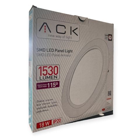 ACK 18W Beyaz 6500K Sıva Altı Yuvarlak Led Panel AP01-01830