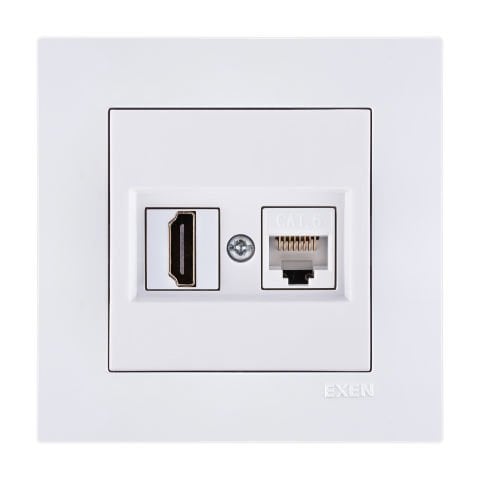 Exen Karell Beyaz Hdmi+Data Priz Jakli Komple Takim