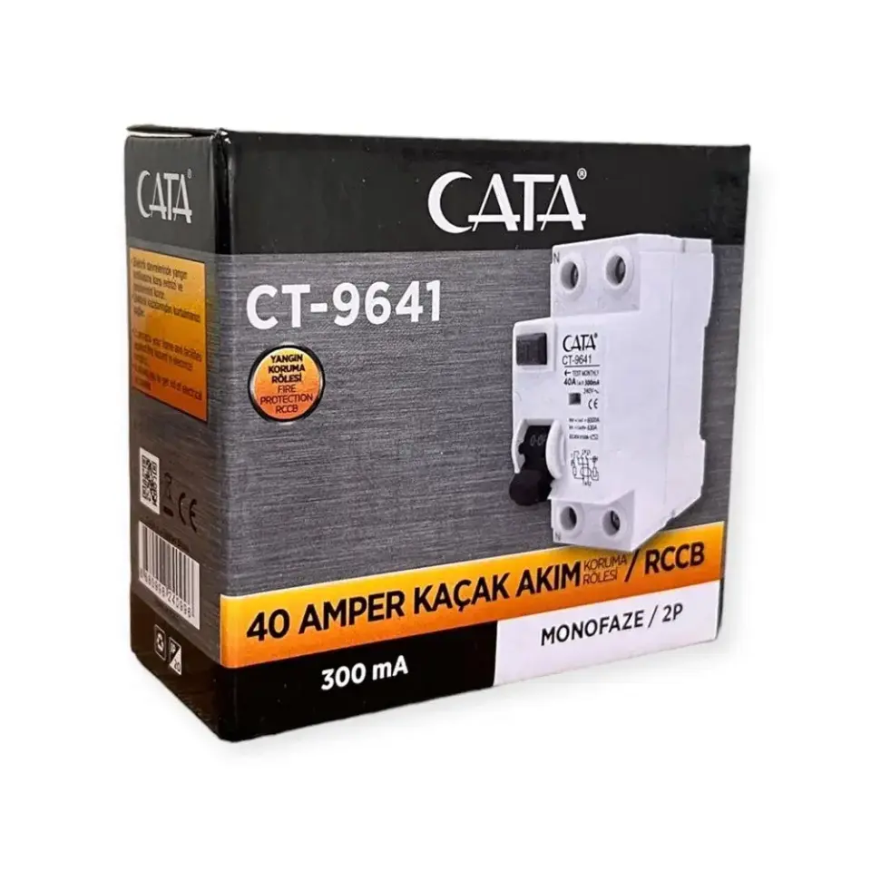 Cata Monofaze Yangın Koruma Rölesi 1X40A 300mA  Ct-9641