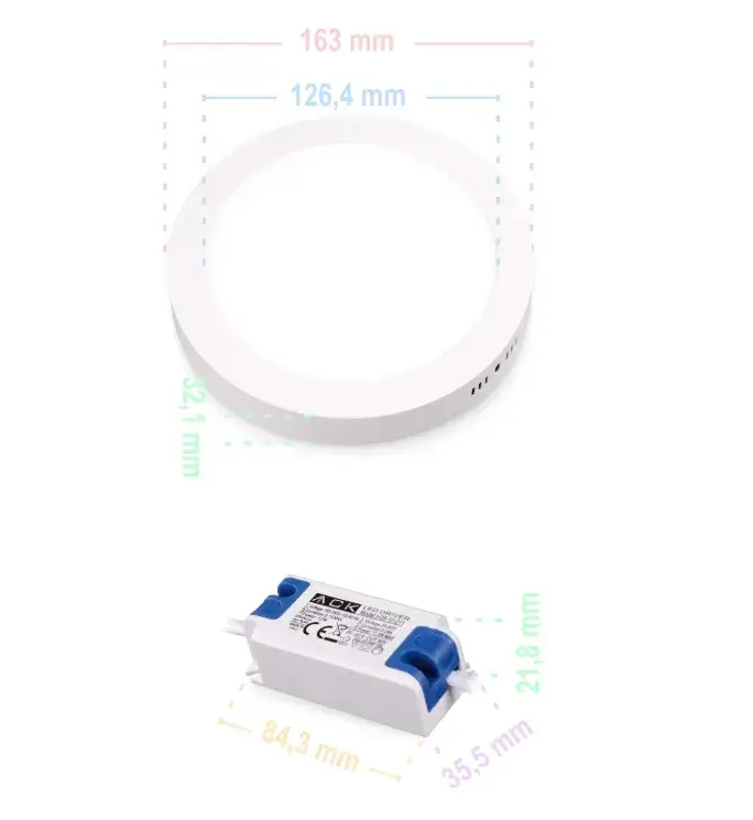 ACK 12W Beyaz 4000K Sıva Üstü Yuvarlak Led Panel AP03-01210