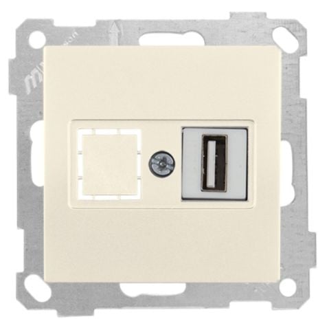 Mutlusan Mek+Tuş Data Prizi 1*Usb Krem - 2100 455 0102