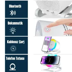 Rgb Bluetooth Animasyonlu Hoparlör Led Lamba Kablosuz şarj