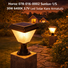 Horoz 078-016-0002 Sunlux-1/S 30W 6400K 3.7V Led Solar Kare Bahçe Armatürü