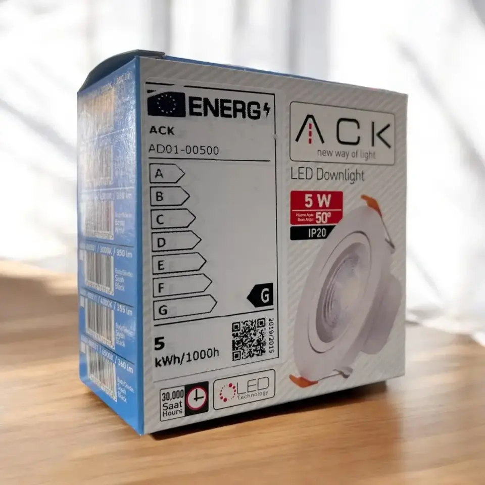 ACK AD01-00500 3000K Günışığı 5W Beyaz Kasa Cob Mobil Led Spot Lamba
