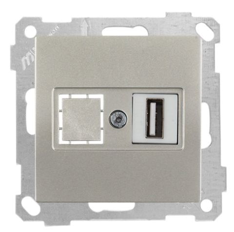 Mutlusan Mek+Tuş Data Prizi 1*Usb Titanyum - 2100 455 0183