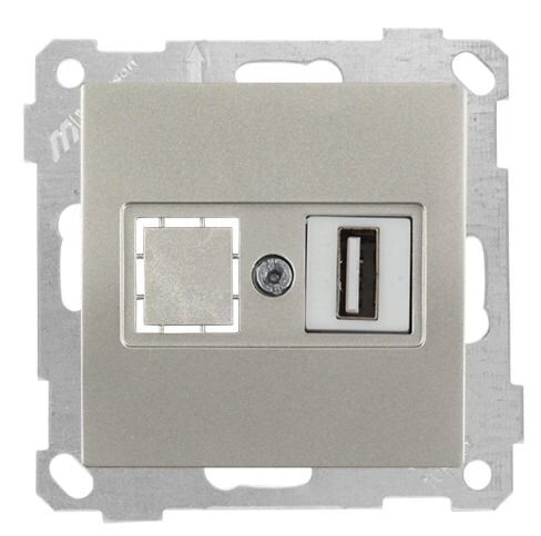 Mutlusan Mek+Tuş Data Prizi 1*Usb Titanyum - 2100 455 0183