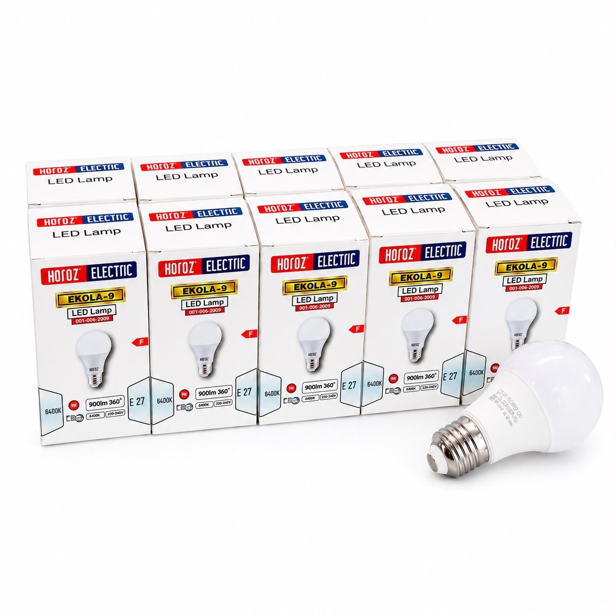 Horoz 001-006-2009 Ekola 9 W Led Ampul 6400K 220-240V E27 10 lu Paket