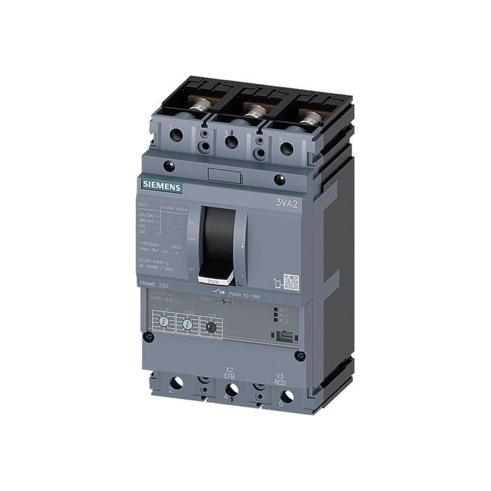 Siemens Sentron Serisi Kompakt Tip Güç Şalteri;3Va22,85Ka,250 A,Etu320, Li Korumali,3 Kutuplu 3VA2225-6HL32-0AA0