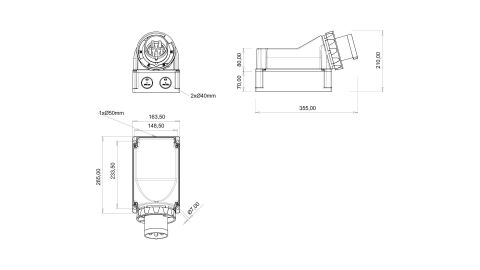 Bemis  4/125A. 90° Eğik Duvar Fişi IP67 BC1-6504-7236