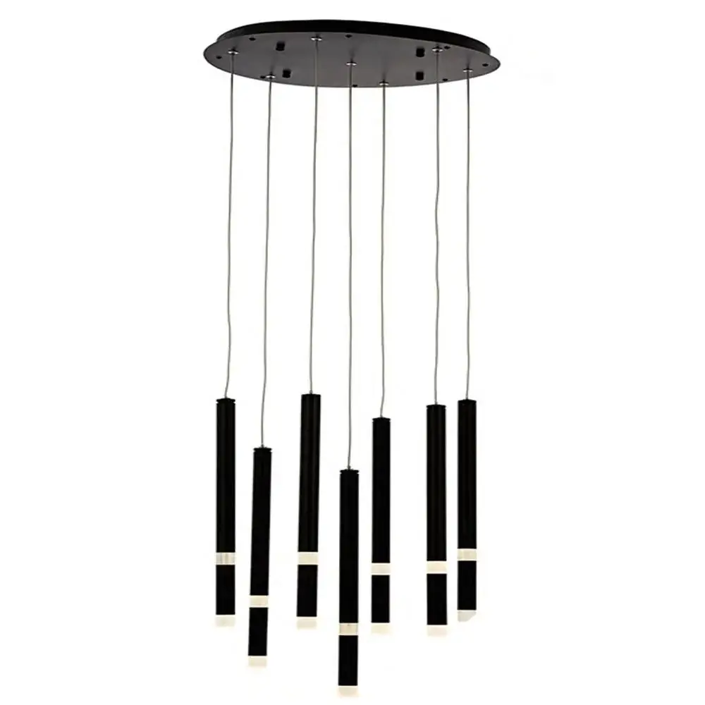 Lila 7'li Sıralı Siyah Led Avize