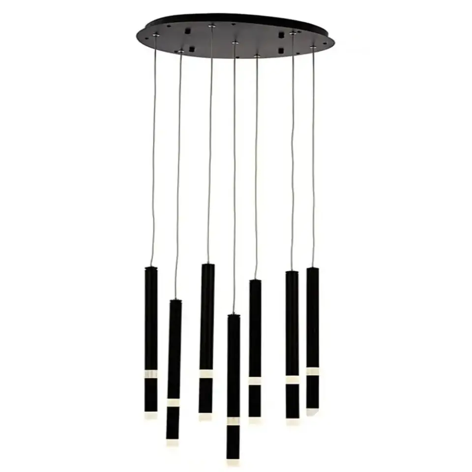 Lila 7'li Sıralı Siyah Led Avize
