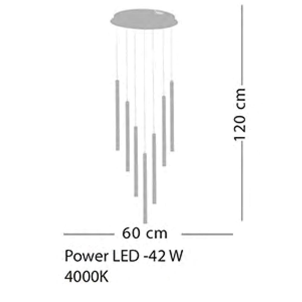 Lila 7'li Sıralı Siyah Led Avize