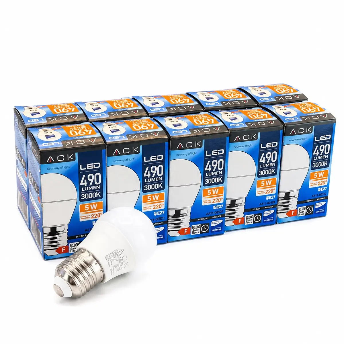 ACK 5W 220-240V E27 3000K Top Led Ampul AA11-00520 10 lu Paket