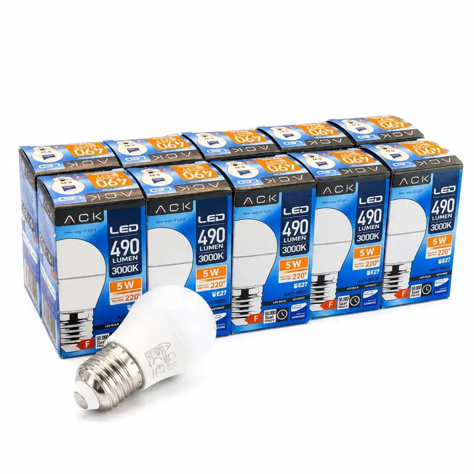 ACK 5W 220-240V E27 3000K Top Led Ampul AA11-00520 10 lu Paket