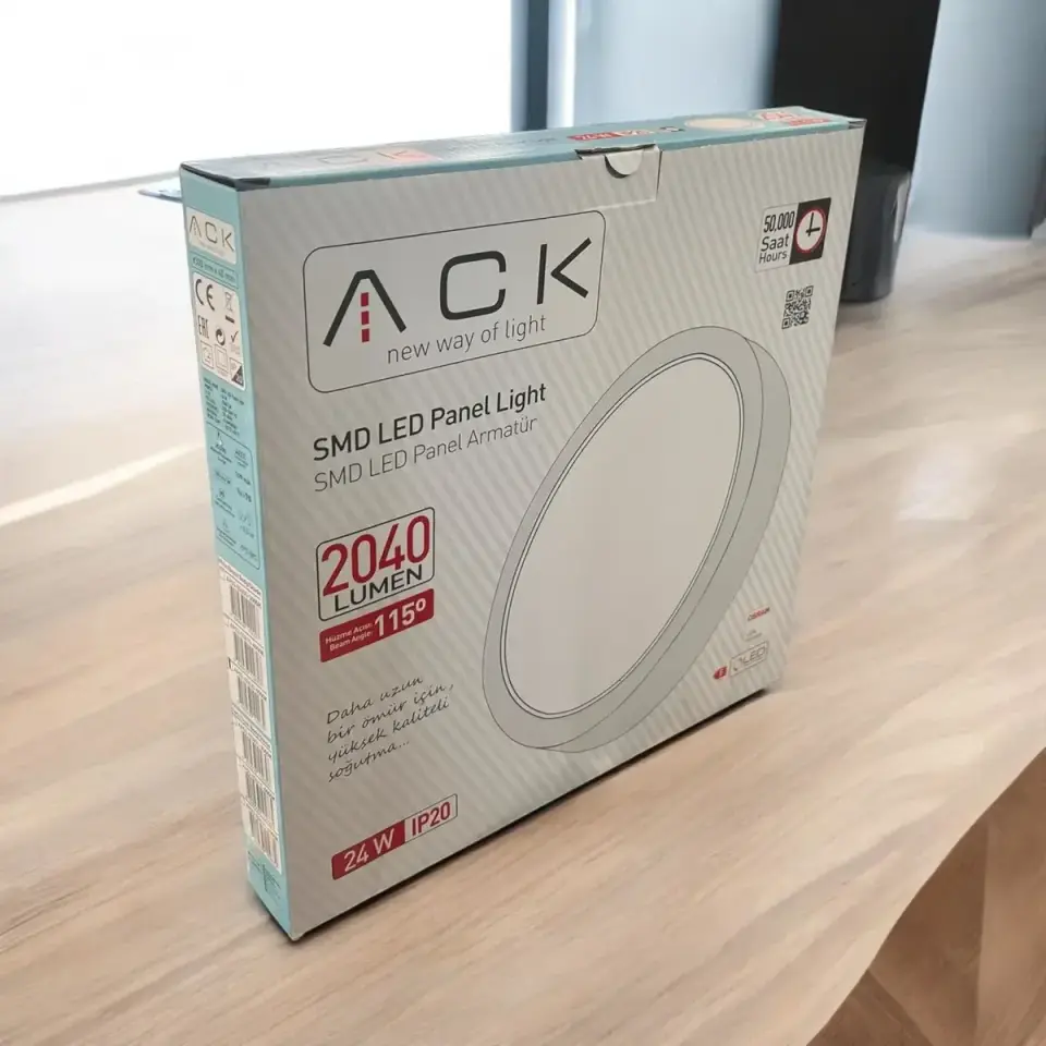 ACK 24W Beyaz 6500K Sıva Üstü Yuvarlak Led Panel AP03-02430