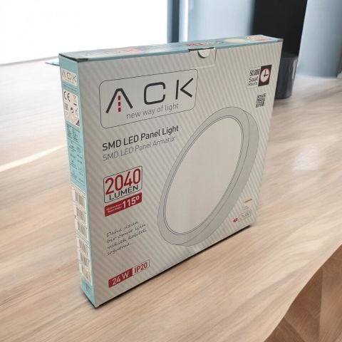 ACK 24W Beyaz 6500K Sıva Üstü Yuvarlak Led Panel AP03-02430