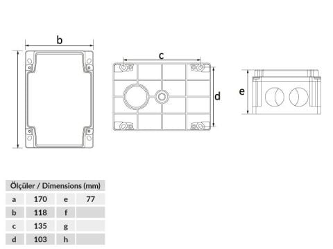 Bemis  Vidalı Kapak 120x170x70 IP44 BB1-0931-0023