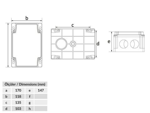 Bemis  Vidalı Kapak 120x170x140 IP44 BB1-0931-0063