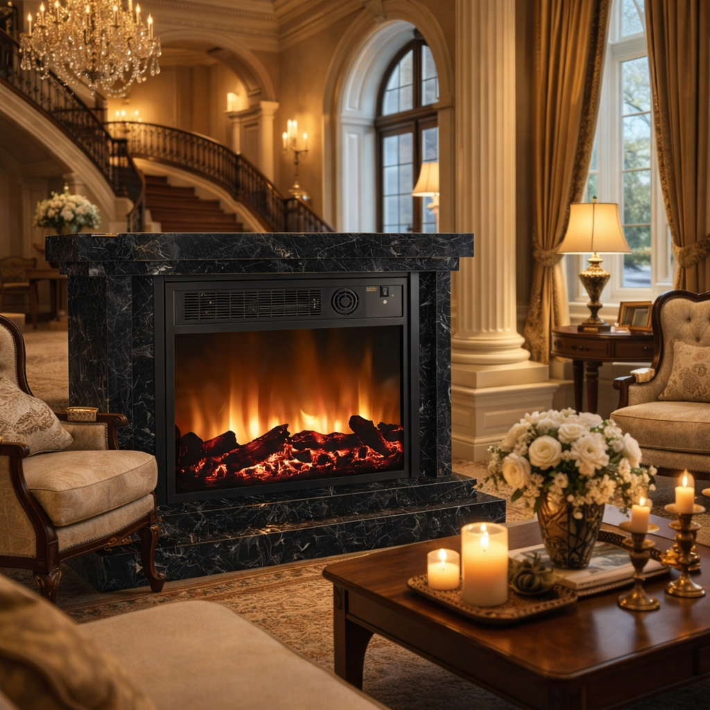 Heatbox Elektirikli Fanli Sömine 2000W Lotus Desenli Bluetooth Ses Efektli