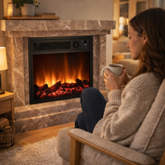 Heatbox Elektirikli Fanli Sömine 3000W Alanya Desenli Bluetooth Ses Efektli