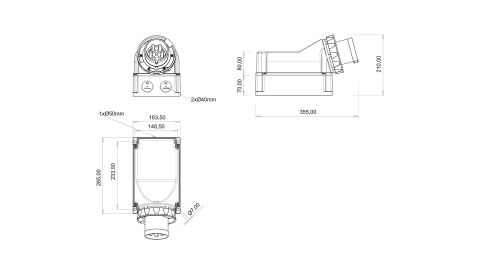 Bemis  5/125A. 90° Eğik Duvar Fişi IP67 BC1-6505-7236