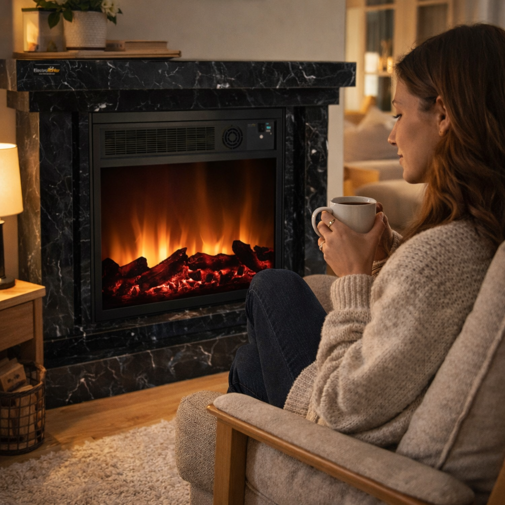 Heatbox Elektirikli Fanli Sömine 3000W Lotus Desenli Bluetooth Ses Efektli