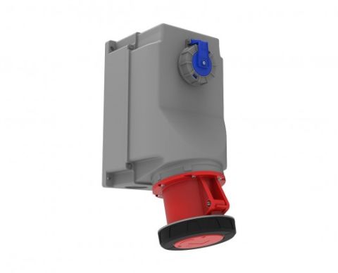 Bemis  5/125A. 90° Eğik 1/16A. Makine Prizli Duvar Prizi IP67 BC1-6505-7537